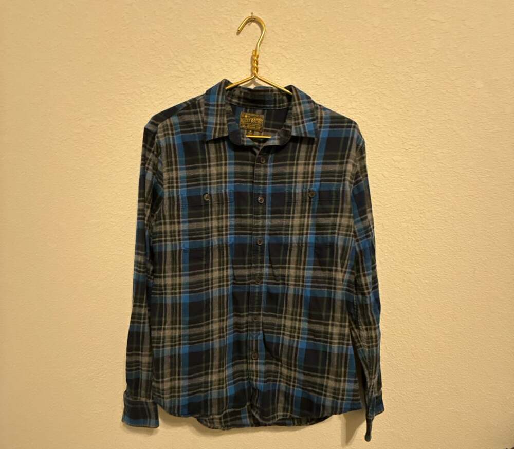 Lucky Brand Men's Blue Black Plaid Long Sleeve Flannel Button-Up Size Medium